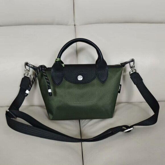 Longchamp Women's Green and Black Tote Bag - Picture 1 of 7